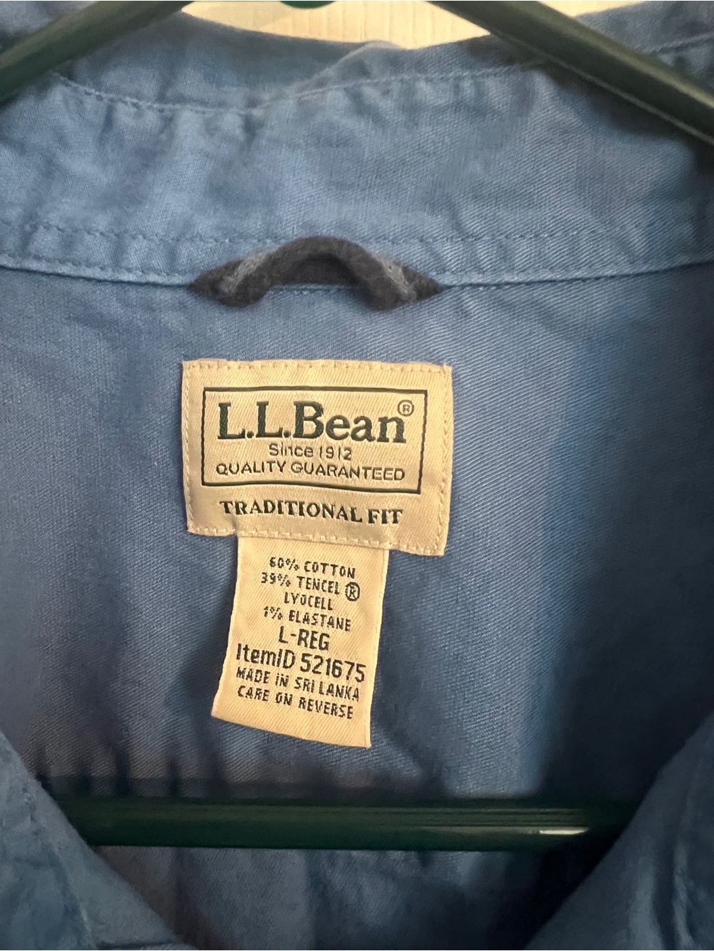 L.L.Bean Men’s Large Blue Button Up Shirt Long Sleeve - Picture 3 of 6